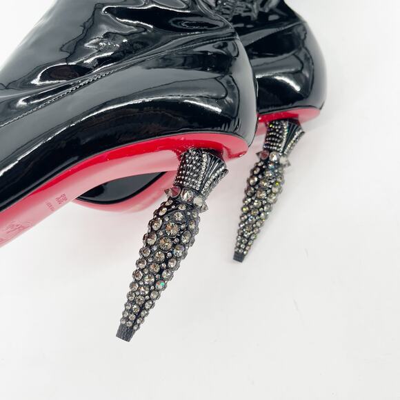 NWOB Christian Louboutin Lipstrass Black Patent Leather Thigh High Boots EU 38.5 - Picture 8 of 11